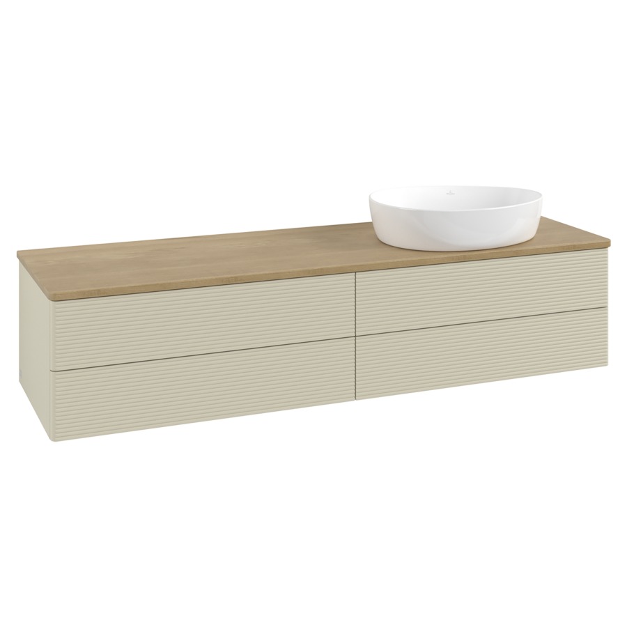 Élément inférieur  Antao
160 x 36 x 50 cm
2&nbsp;éléments de tiroir, 2&nbsp;tiroirs chacune
lavabo à droite
avec siphon gain de place
avec matériel de fixation
pour 1 lavabo à poser 234171/234172/234173
recouvrement Honey Oak
sans trou pour robinet