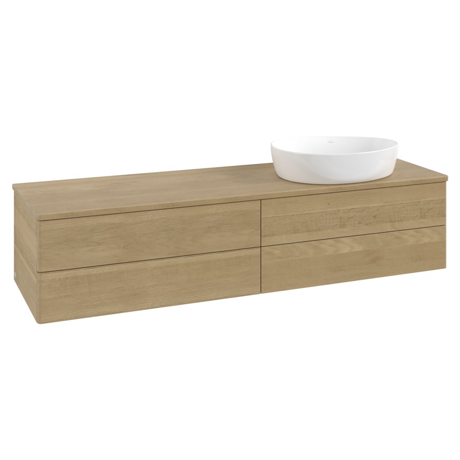 Élément inférieur  Antao
160 x 36 x 50 cm
2&nbsp;éléments de tiroir, 2&nbsp;tiroirs chacune
lavabo à droite
avec siphon gain de place
avec matériel de fixation
pour 1 lavabo à poser 234171/234172/234173
recouvrement Honey Oak
sans trou pour robinet