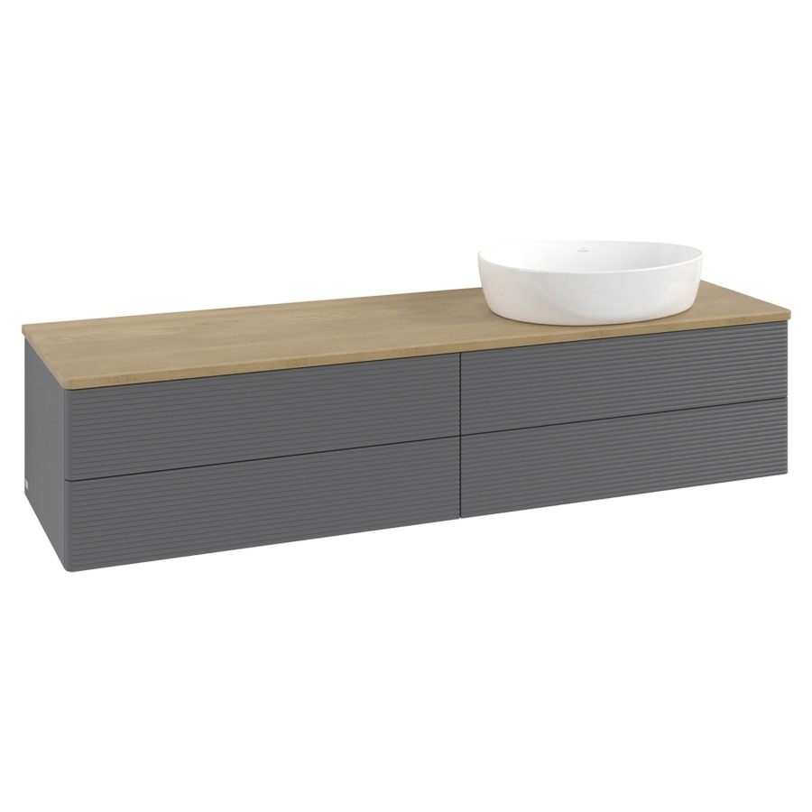 Élément inférieur  Antao
160 x 36 x 50 cm
2&nbsp;éléments de tiroir, 2&nbsp;tiroirs chacune
lavabo à droite
avec siphon gain de place
avec matériel de fixation
pour 1 lavabo à poser 234171/234172/234173
recouvrement Honey Oak
sans trou pour robinet