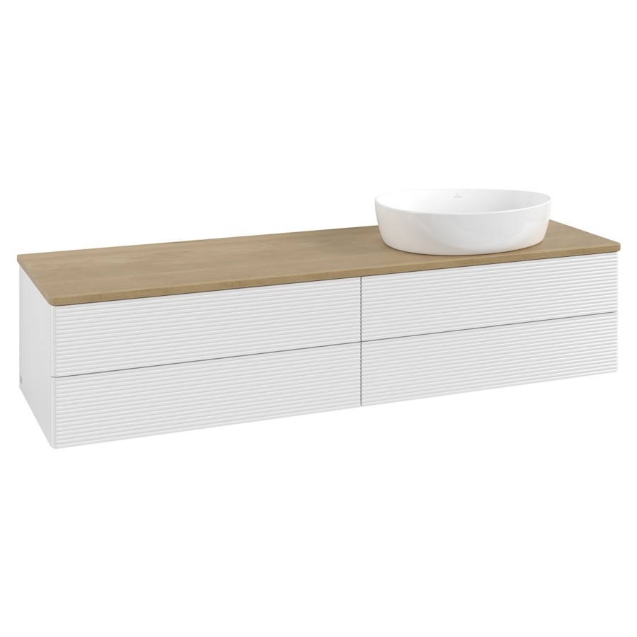 Élément inférieur  Antao
160 x 36 x 50 cm
2&nbsp;éléments de tiroir, 2&nbsp;tiroirs chacune
lavabo à droite
avec siphon gain de place
avec matériel de fixation
pour 1 lavabo à poser 234171/234172/234173
recouvrement Honey Oak
sans trou pour robinet