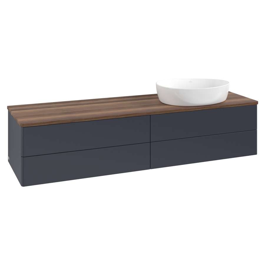 Élément inférieur  Antao
160 x 36 x 50 cm
2&nbsp;éléments de tiroir, 2&nbsp;tiroirs chacune
lavabo à droite
avec siphon gain de place
avec matériel de fixation
pour 1 lavabo à poser 234171/234172/234173
recouvrement Warm Walnut
sans trou pour robinet