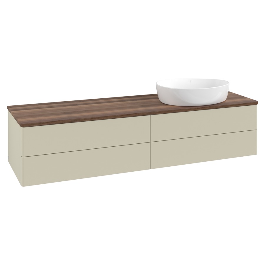 Élément inférieur  Antao
160 x 36 x 50 cm
2&nbsp;éléments de tiroir, 2&nbsp;tiroirs chacune
lavabo à droite
avec siphon gain de place
avec matériel de fixation
pour 1 lavabo à poser 234171/234172/234173
recouvrement Warm Walnut
sans trou pour robinet