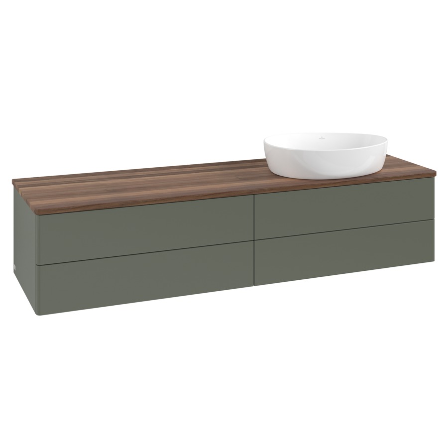 Élément inférieur  Antao
160 x 36 x 50 cm
2&nbsp;éléments de tiroir, 2&nbsp;tiroirs chacune
lavabo à droite
avec siphon gain de place
avec matériel de fixation
pour 1 lavabo à poser 234171/234172/234173
recouvrement Warm Walnut
sans trou pour robinet