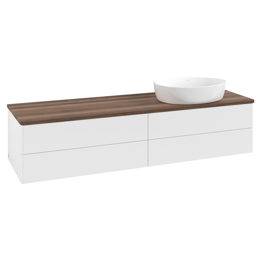 Élément inférieur  Antao
160 x 36 x 50 cm
2&nbsp;éléments de tiroir, 2&nbsp;tiroirs chacune
lavabo à droite
avec siphon gain de place
avec matériel de fixation
pour 1 lavabo à poser 234171/234172/234173
recouvrement Warm Walnut
sans trou pour robinet