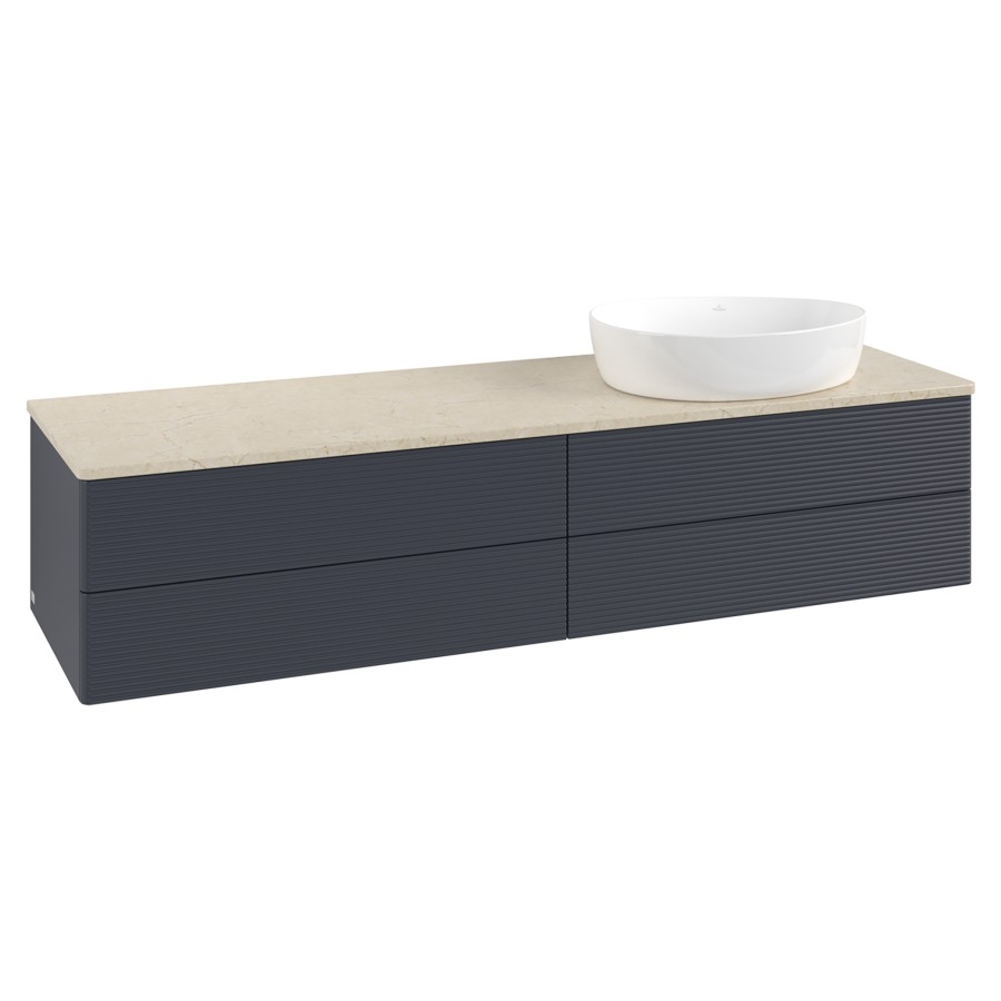 Élément inférieur  Antao
160 x 36 x 50 cm
2&nbsp;éléments de tiroir, 2&nbsp;tiroirs chacune
lavabo à droite
avec siphon gain de place
avec matériel de fixation
pour 1 lavabo à poser 234171/234172/234173
recouvrement Botticino
sans trou pour robinet