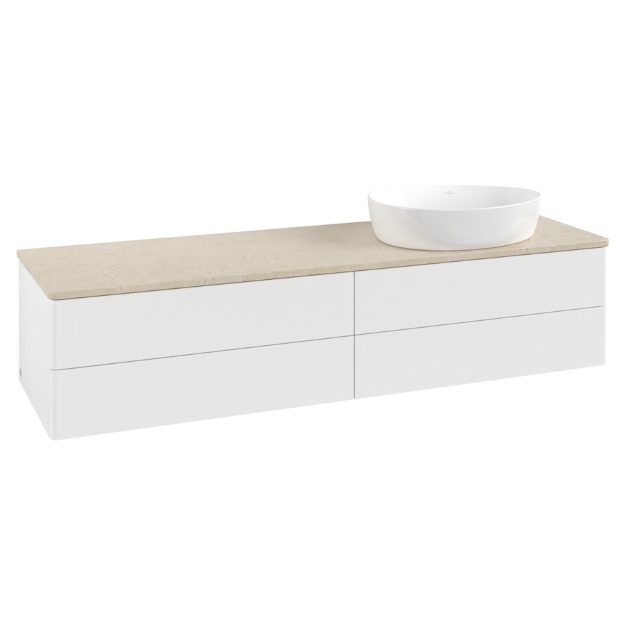 Élément inférieur  Antao
160 x 36 x 50 cm
2&nbsp;éléments de tiroir, 2&nbsp;tiroirs chacune
lavabo à droite
avec siphon gain de place
avec matériel de fixation
pour 1 lavabo à poser 234171/234172/234173
recouvrement Botticino
sans trou pour robinet