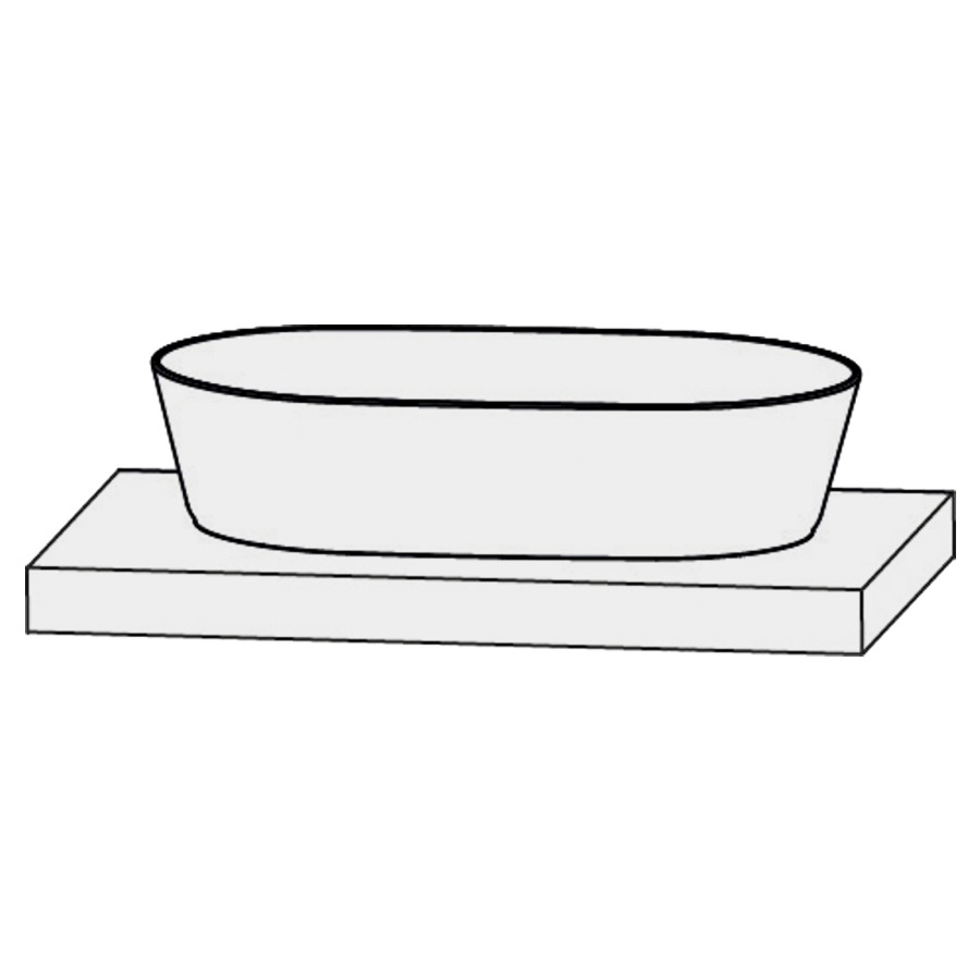 Lavabo à poser Design Line Platino 2.0 Nizza
55 x 12 x 36 cm
Céramique, ovale
pose libre, sans trop-plein
avec garniture d’écoulement non verrouillable 
sans tablette de robinetterie