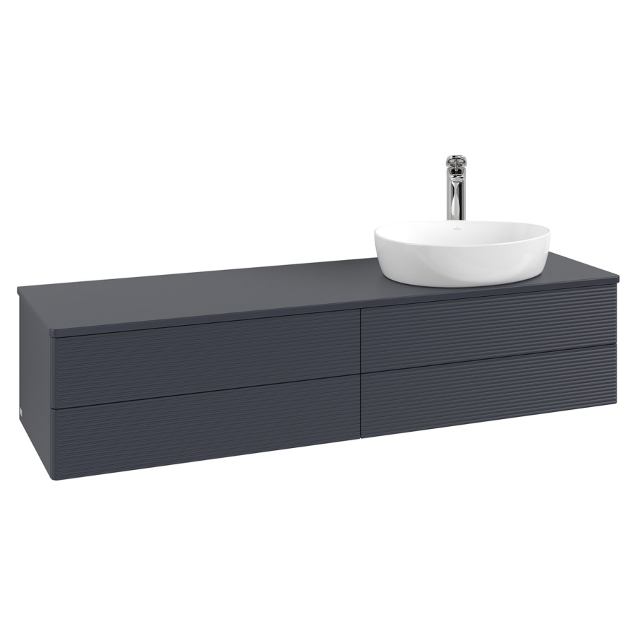 Élément inférieur  Antao
160 x 36 x 50 cm
2&nbsp;éléments de tiroir, 2&nbsp;tiroirs chacune
lavabo à droite
avec siphon gain de place
avec matériel de fixation
pour 1 lavabo à poser 101037/101039/234171
recouvrement avec trou pour robinet
