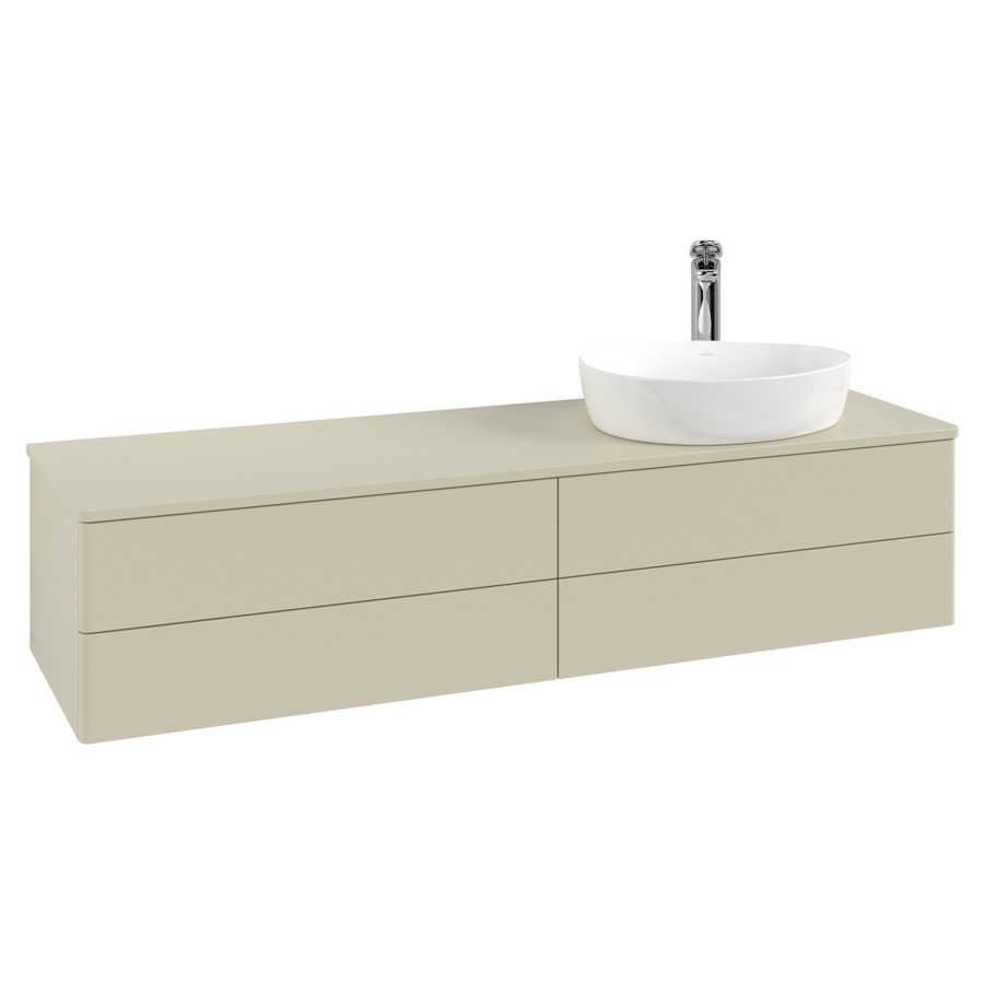 Élément inférieur  Antao
160 x 36 x 50 cm
2&nbsp;éléments de tiroir, 2&nbsp;tiroirs chacune
lavabo à droite
avec siphon gain de place
avec matériel de fixation
pour 1 lavabo à poser 101037/101039/234171
recouvrement avec trou pour robinet
