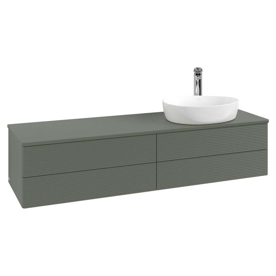 Élément inférieur  Antao
160 x 36 x 50 cm
2&nbsp;éléments de tiroir, 2&nbsp;tiroirs chacune
lavabo à droite
avec siphon gain de place
avec matériel de fixation
pour 1 lavabo à poser 101037/101039/234171
recouvrement avec trou pour robinet