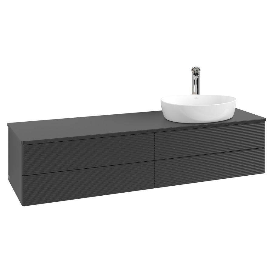 Élément inférieur  Antao
160 x 36 x 50 cm
2&nbsp;éléments de tiroir, 2&nbsp;tiroirs chacune
lavabo à droite
avec siphon gain de place
avec matériel de fixation
pour 1 lavabo à poser 101037/101039/234171
recouvrement avec trou pour robinet
