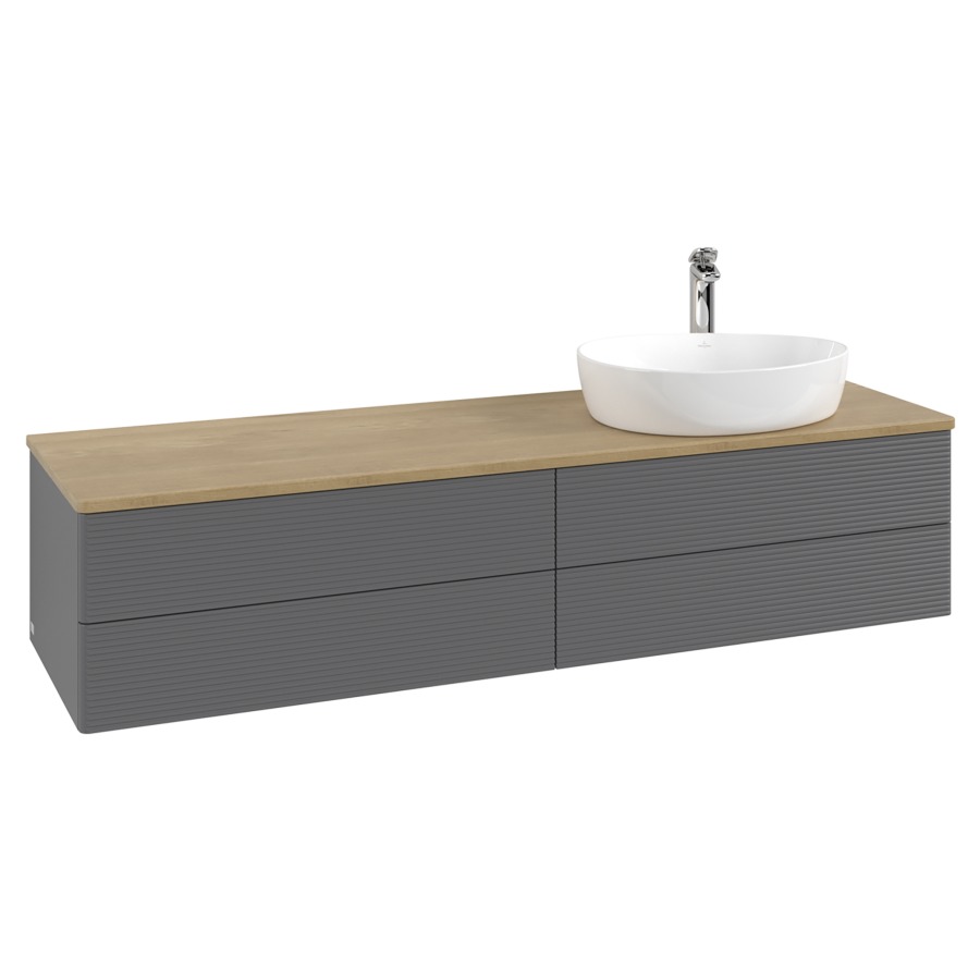 Élément inférieur  Antao
160 x 36 x 50 cm
2&nbsp;éléments de tiroir, 2&nbsp;tiroirs chacune
lavabo à droite
avec siphon gain de place
avec matériel de fixation
pour 1 lavabo à poser 101037/101039/234171
recouvrement Honey Oak, 1 trou pour robinet
