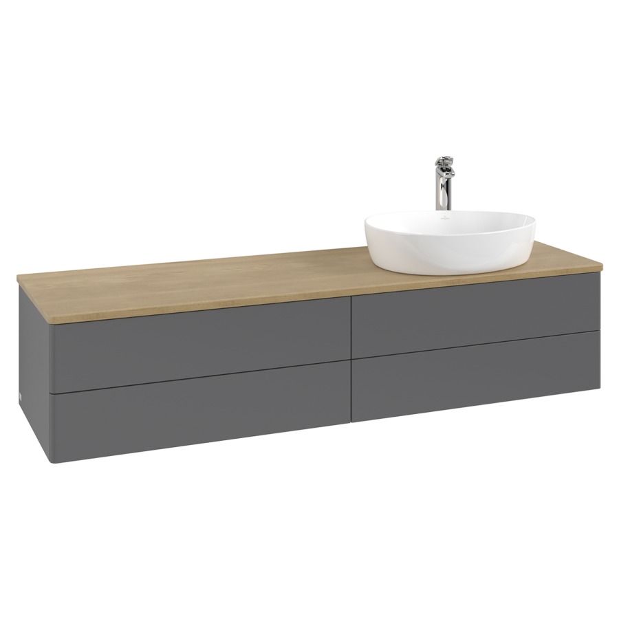 Élément inférieur  Antao
160 x 36 x 50 cm
2&nbsp;éléments de tiroir, 2&nbsp;tiroirs chacune
lavabo à droite
avec siphon gain de place
avec matériel de fixation
pour 1 lavabo à poser 101037/101039/234171
recouvrement Honey Oak, 1 trou pour robinet