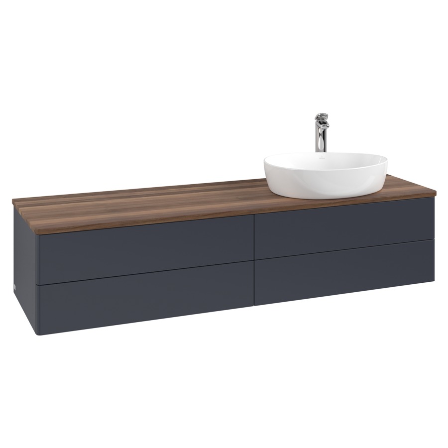 Élément inférieur  Antao
160 x 36 x 50 cm
2&nbsp;éléments de tiroir, 2&nbsp;tiroirs chacune
lavabo à droite
avec siphon gain de place
avec matériel de fixation
pour 1 lavabo à poser 101037/101039/234171
recouvrement Warm Walnut, 1 trou pour robinet