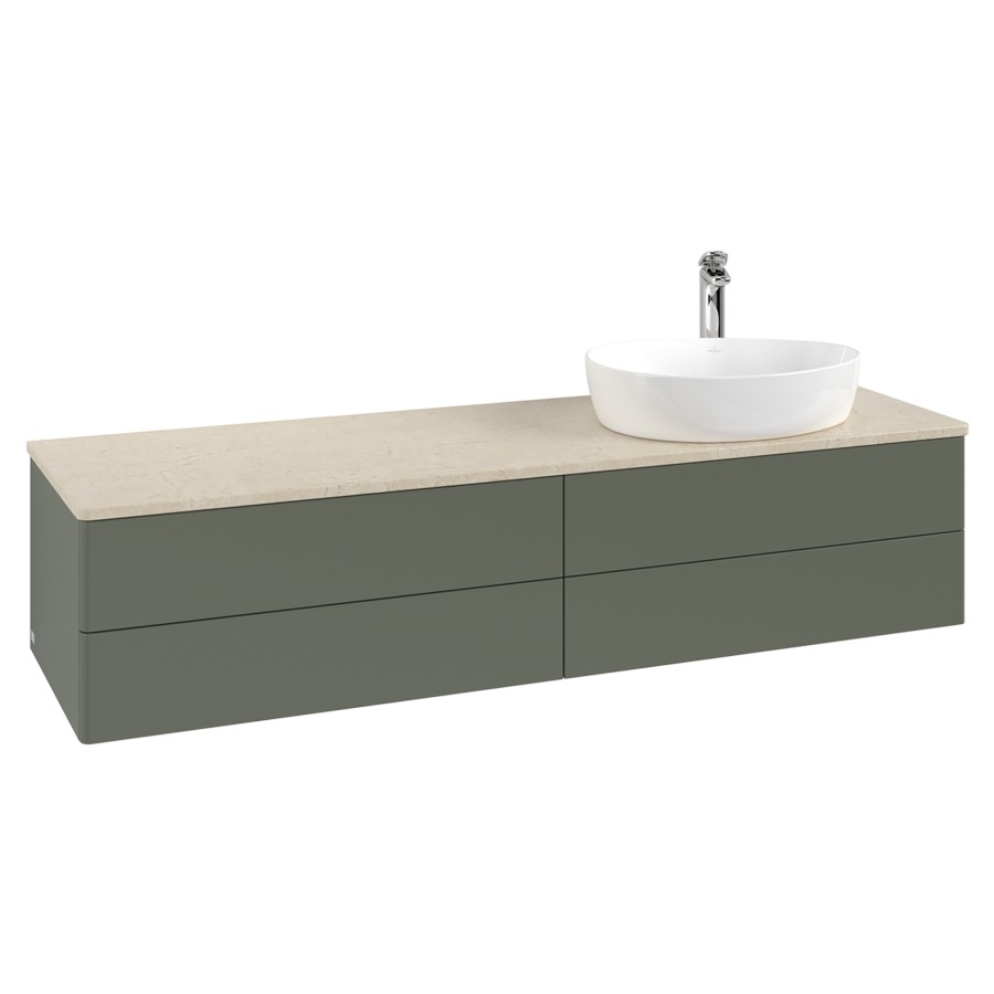 Élément inférieur  Antao
160 x 36 x 50 cm
2&nbsp;éléments de tiroir, 2&nbsp;tiroirs chacune
lavabo à droite
avec siphon gain de place
avec matériel de fixation
pour 1 lavabo à poser 101037/101039/234171
recouvrement Botticino, 1 trou pour robinet