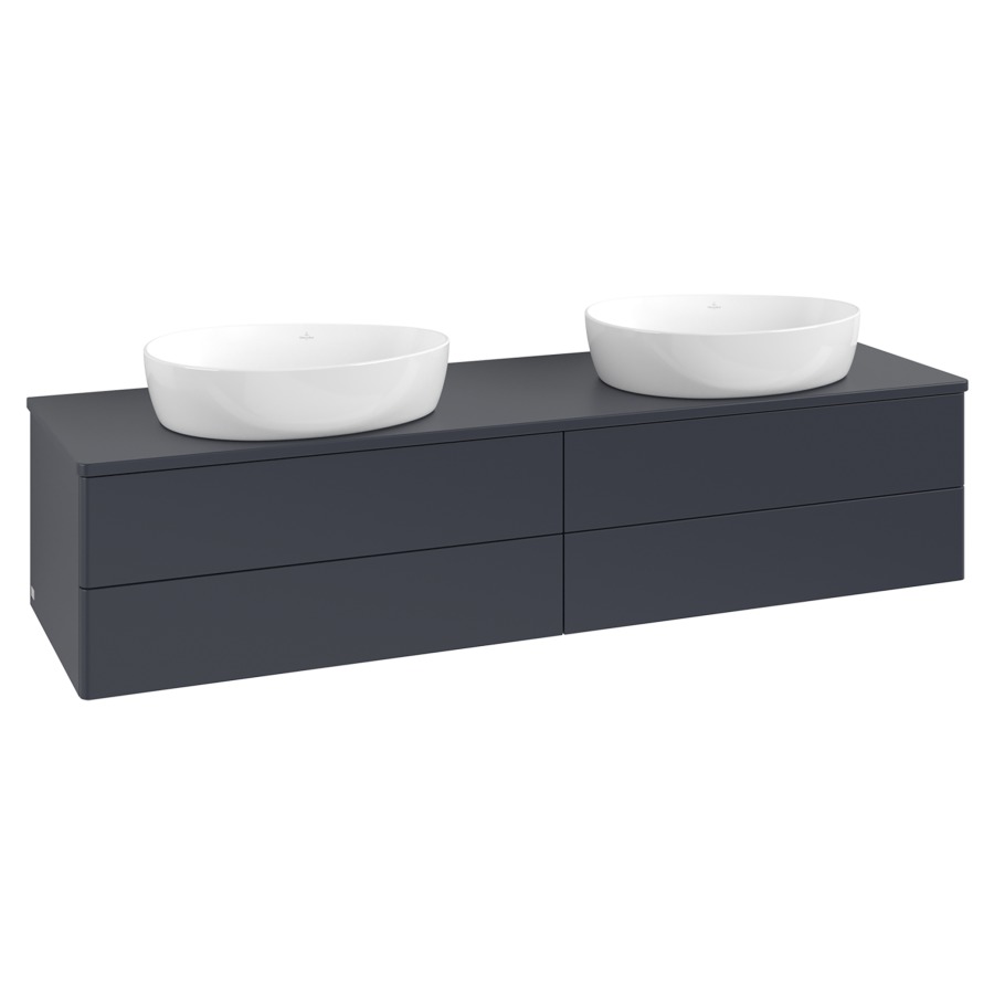 Élément inférieur  Antao
160 x 36 x 50 cm
2&nbsp;éléments de tiroir, 2&nbsp;tiroirs chacune
avec siphon gain de place
avec matériel de fixation
pour 2 lavabos à poser 234171/234172/234173
recouvrement sans trou pour robinet