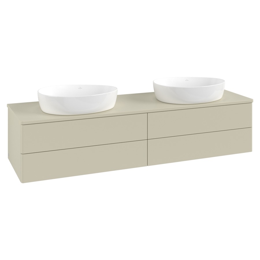Élément inférieur  Antao
160 x 36 x 50 cm
2&nbsp;éléments de tiroir, 2&nbsp;tiroirs chacune
avec siphon gain de place
avec matériel de fixation
pour 2 lavabos à poser 234171/234172/234173
recouvrement sans trou pour robinet
