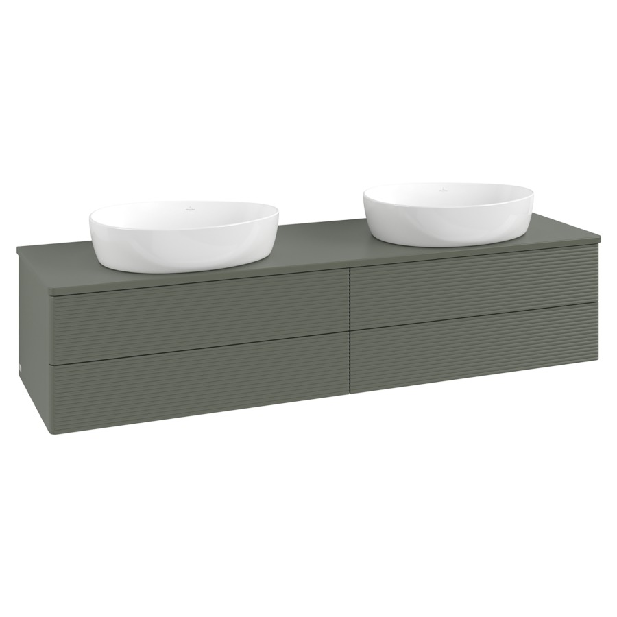 Élément inférieur  Antao
160 x 36 x 50 cm
2&nbsp;éléments de tiroir, 2&nbsp;tiroirs chacune
avec siphon gain de place
avec matériel de fixation
pour 2 lavabos à poser 234171/234172/234173
recouvrement sans trou pour robinet