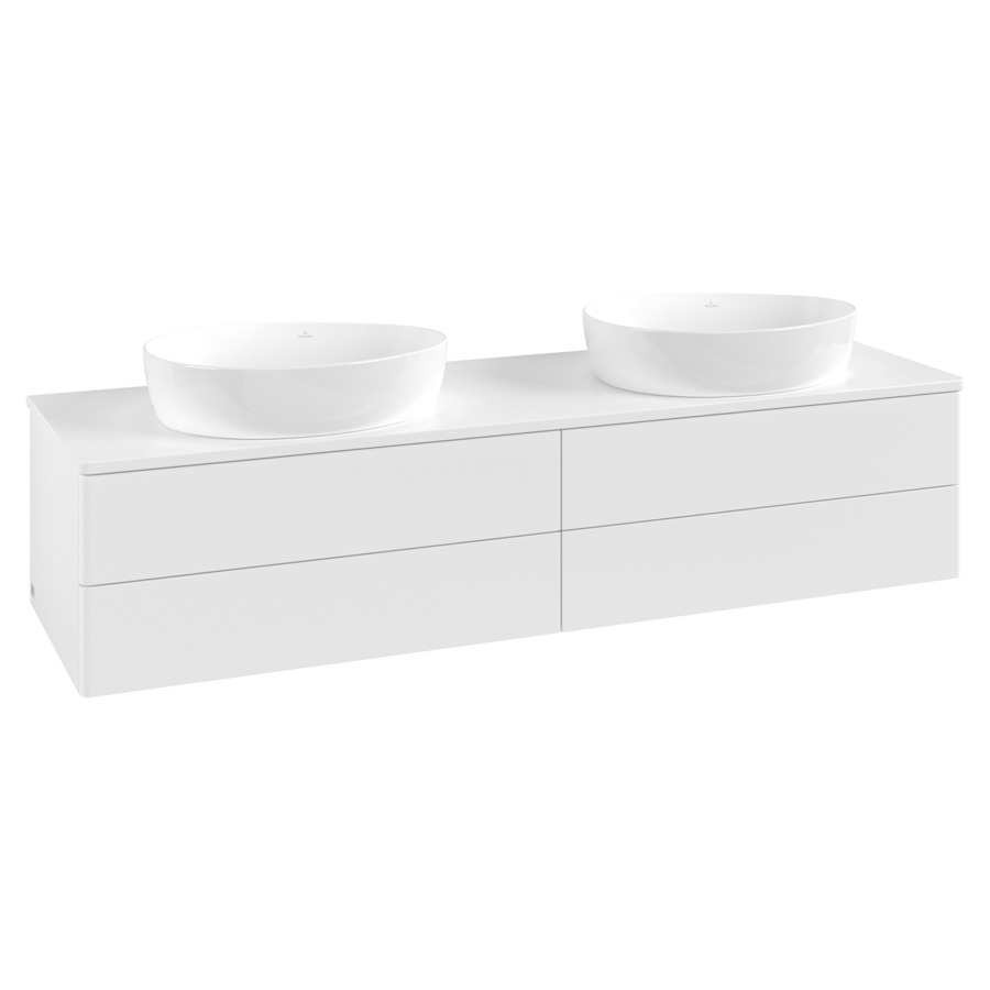 Élément inférieur  Antao
160 x 36 x 50 cm
2&nbsp;éléments de tiroir, 2&nbsp;tiroirs chacune
avec siphon gain de place
avec matériel de fixation
pour 2 lavabos à poser 234171/234172/234173
recouvrement sans trou pour robinet