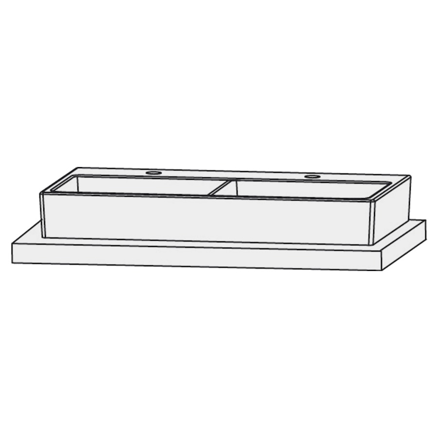 Lavabo double Design Line Platino 2.0 Squared
142 x 12.5 x 45 cm
Céramique, partie inférieure polie
pose libre, rectangulaire
sans trop-plein