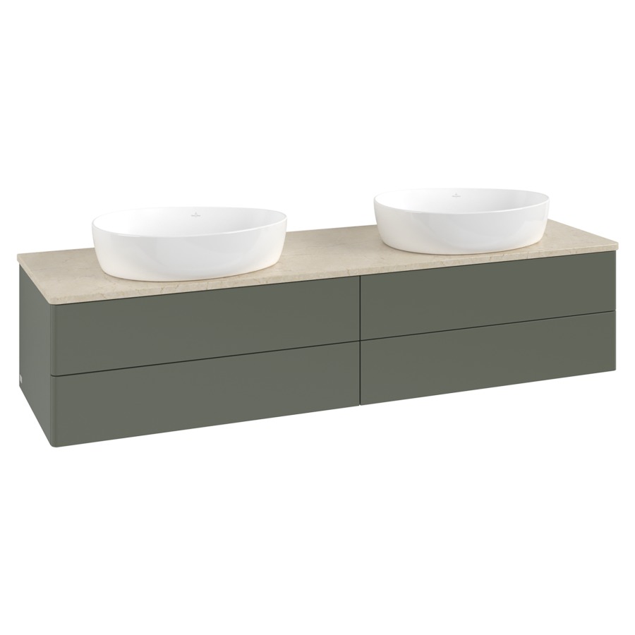 Élément inférieur  Antao
160 x 36 x 50 cm
2&nbsp;éléments de tiroir, 2&nbsp;tiroirs chacune
avec siphon gain de place
avec matériel de fixation
pour 2 lavabos à poser 234171/234172/234173
recouvrement Botticino
sans trou pour robinet