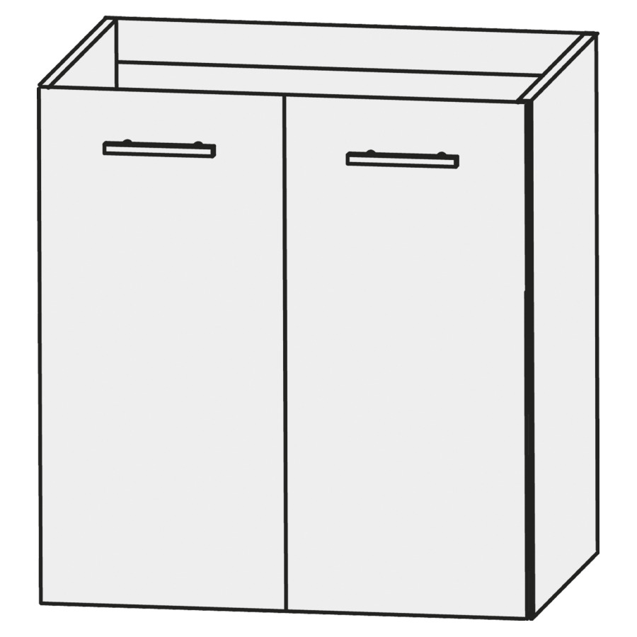 Élément inférieur  Design Line Platino 2.0
80 x 64 x 22-49 cm
2&nbsp;portes, sans tablette
mesures selon les indications