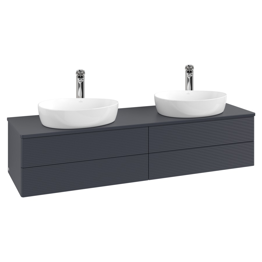 Élément inférieur  Antao
160 x 36 x 50 cm
2&nbsp;éléments de tiroir, 2&nbsp;tiroirs chacune
avec siphon gain de place
avec matériel de fixation
pour 2 lavabos à poser 101037/101039/234171
recouvrement avec trou pour robinet