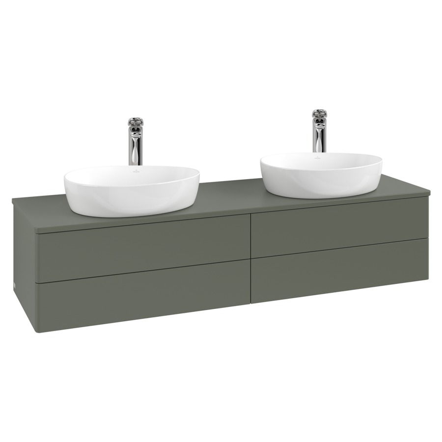 Élément inférieur  Antao
160 x 36 x 50 cm
2&nbsp;éléments de tiroir, 2&nbsp;tiroirs chacune
avec siphon gain de place
avec matériel de fixation
pour 2 lavabos à poser 101037/101039/234171
recouvrement avec trou pour robinet