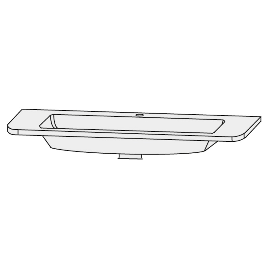 Lavabo pour meuble  Design Line Orbis
132 x 49.5 cm
Stoneplus, rectangulaire
avec système Clou 
avec tablette de robinetterie