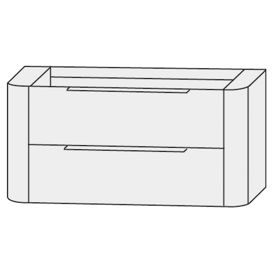 Élément inférieur  Design Line Orbis
131 x 48 x 49 cm
élément de tiroir, 2&nbsp;tiroirs
2&nbsp;portes latérales, push to open
pour lavabo Stoneplus