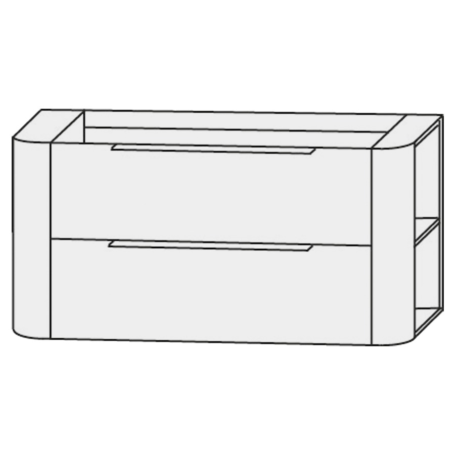 Élément inférieur  Design Line Orbis
101 x 48 x 49 cm
élément de tiroir, 2&nbsp;tiroirs
2 étagères latérales, 1&nbsp;tablette chacune
pour table de lavabo