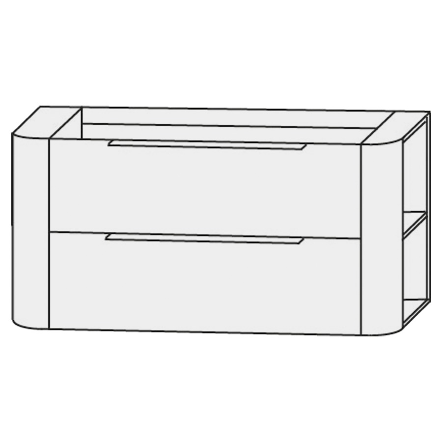 Élément inférieur  Design Line Orbis
151 x 48 x 49 cm
élément de tiroir, 2&nbsp;tiroirs
2 étagères latérales, 1&nbsp;tablette chacune
pour table de lavabo