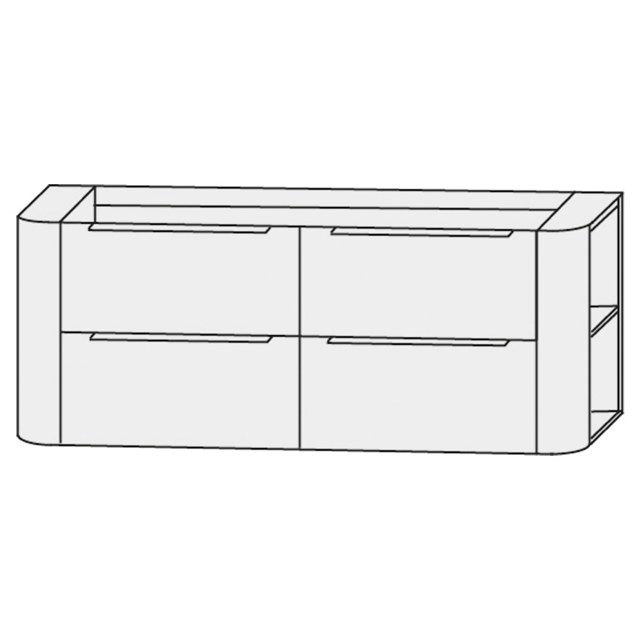 Élément inférieur  Design Line Orbis
151 x 48 x 49 cm
2&nbsp;éléments de tiroir, 2&nbsp;tiroirs chacune
2 étagères latérales, 1&nbsp;tablette chacune
pour table de lavabo