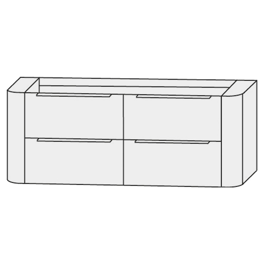 Élément inférieur  Design Line Orbis
151 x 48 x 49 cm
2&nbsp;éléments de tiroir, 2&nbsp;tiroirs chacune
2&nbsp;portes  latérales, push to open
pour table de lavabo