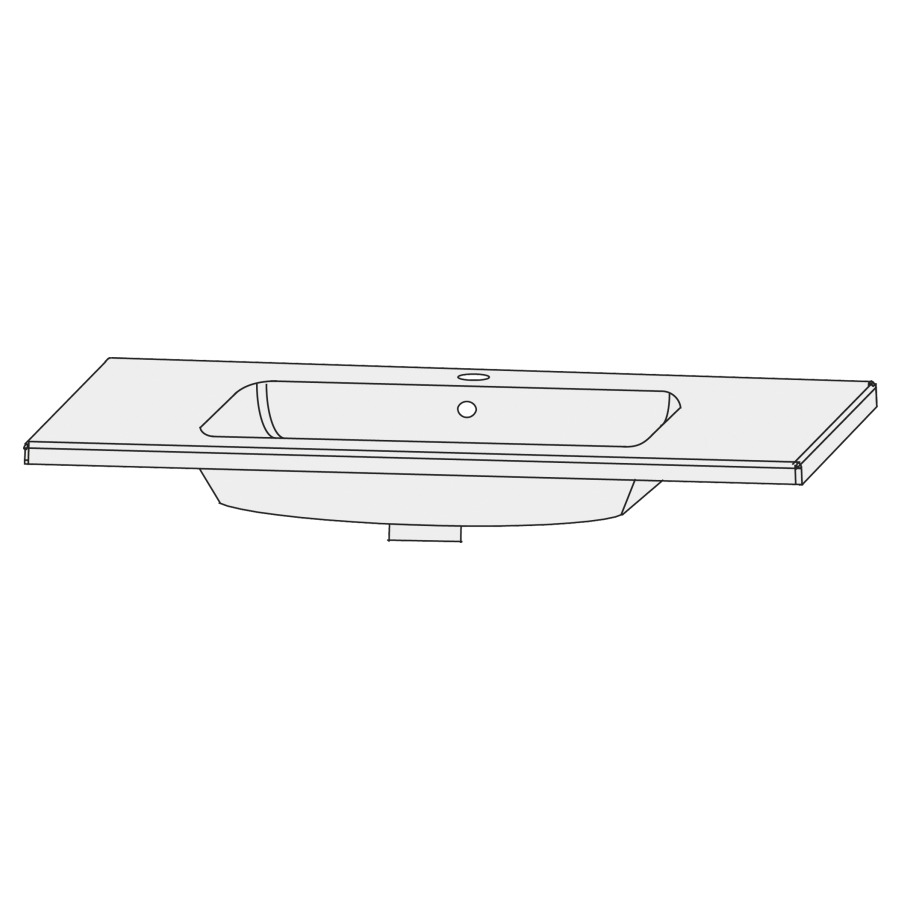 Lavabo pour meuble  Design Line Tess Cuba
121 x 46 cm
Céramique, rectangulaire
avec trop-plein
avec tablette de robinetterie