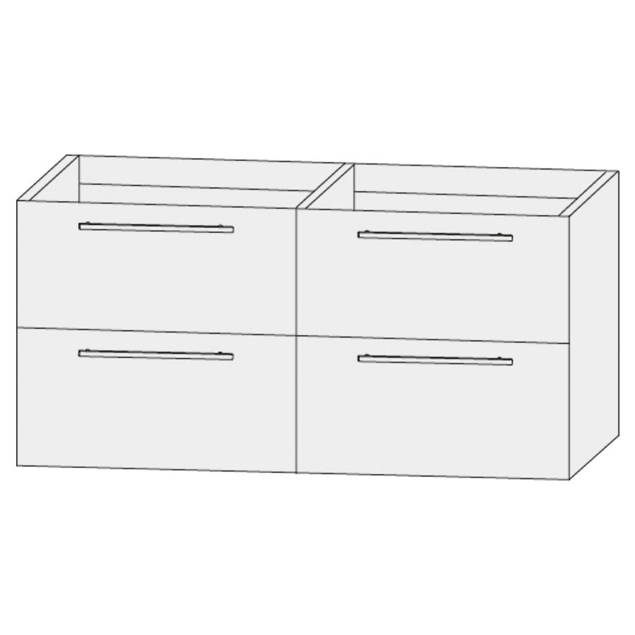 Élément inférieur  Design Line Tess Cuba
120 x 56 x 45 cm
2&nbsp;éléments de tiroir, 2&nbsp;tiroirs chacune
pour lavabo double pour meuble 107471