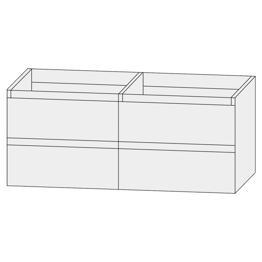 Élément inférieur  Design Line Tess Cuba
120 x 56 x 45 cm
2&nbsp;éléments de tiroir, 2&nbsp;tiroirs chacune
sans poignée
pour lavabo double pour meuble 107471