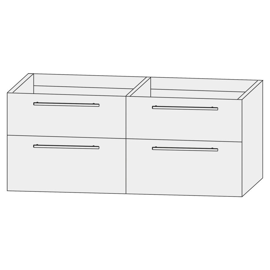 Élément inférieur  Design Line Tess Ibiza
120 x 56 x 49 cm
2&nbsp;éléments de tiroir, 2&nbsp;tiroirs chacune
pour lavabo double pour meuble 259400