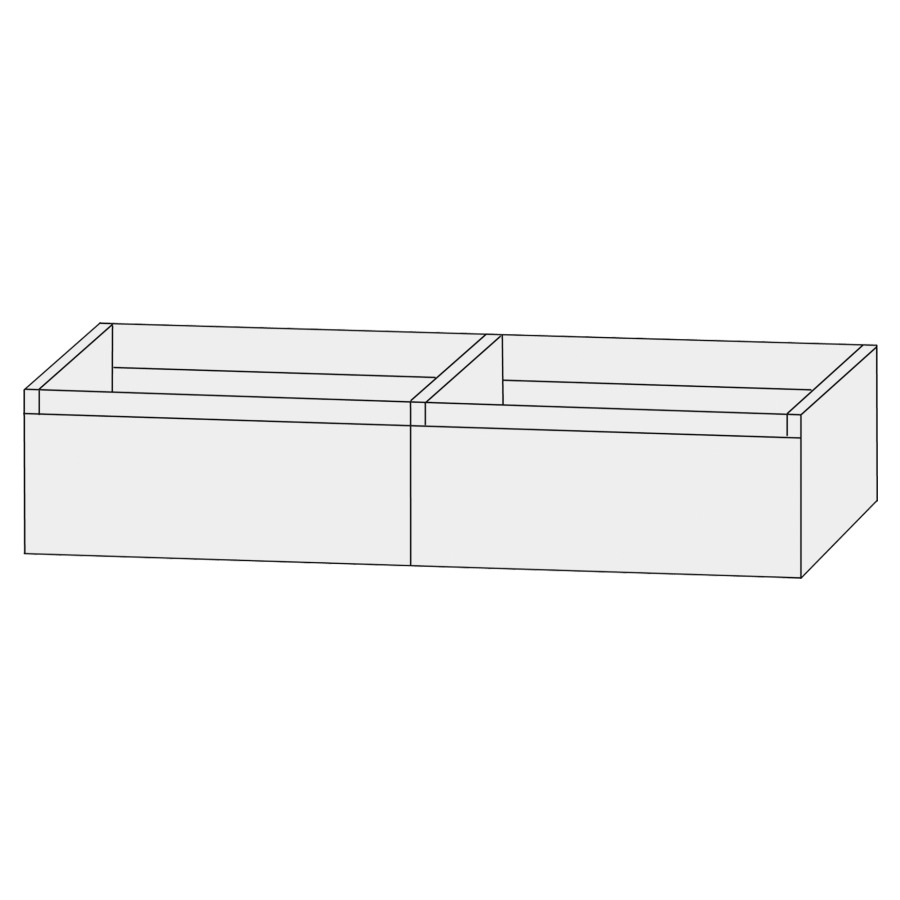 Élément inférieur  Design Line Tess Ibiza
120 x 28 x 49 cm
élément de tiroir, 2&nbsp;tiroirs
sans poignée
pour lavabo double pour meuble 259400