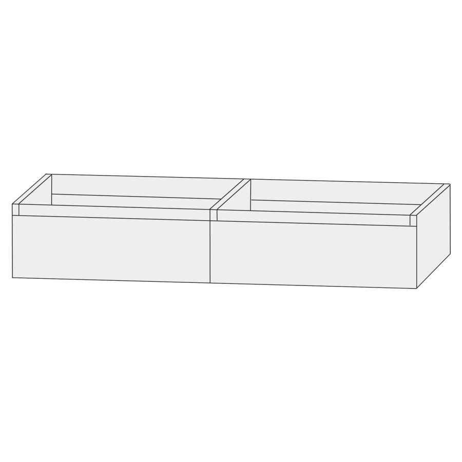 Élément inférieur  Design Line Tess Ibiza
140 x 28 x 49 cm
élément de tiroir, 2&nbsp;tiroirs
sans poignée
pour lavabo double pour meuble 106749