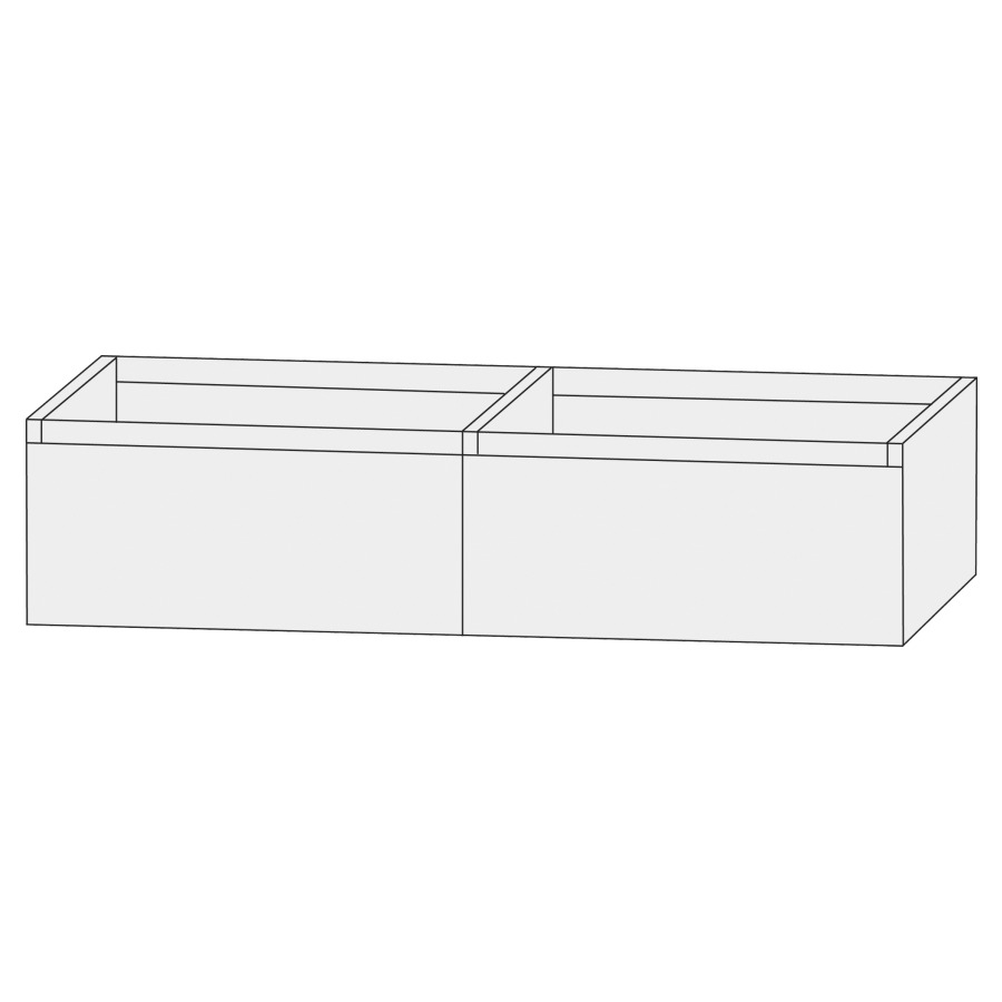 Élément inférieur  Design Line Tess Ibiza
140 x 36 x 49 cm
élément de tiroir, 2&nbsp;tiroirs
sans poignée
pour lavabo double pour meuble 106749