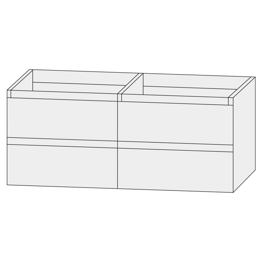 Élément inférieur  Design Line Tess Ibiza
120 x 56 x 49 cm
2&nbsp;éléments de tiroir, 2&nbsp;tiroirs chacune
sans poignée
pour lavabo double pour meuble 259400