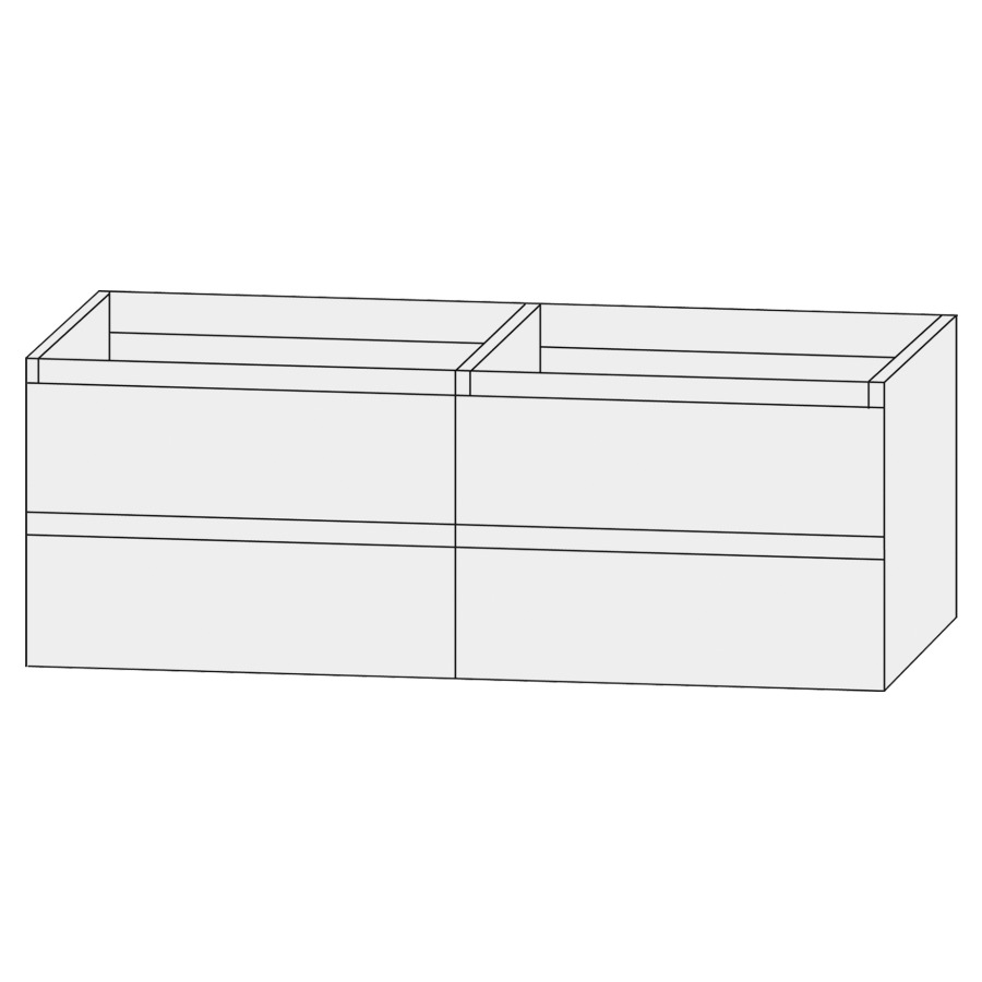 Élément inférieur  Design Line Tess Ibiza
140 x 56 x 49 cm
2&nbsp;éléments de tiroir, 2&nbsp;tiroirs chacune
sans poignée
pour lavabo double pour meuble 106749