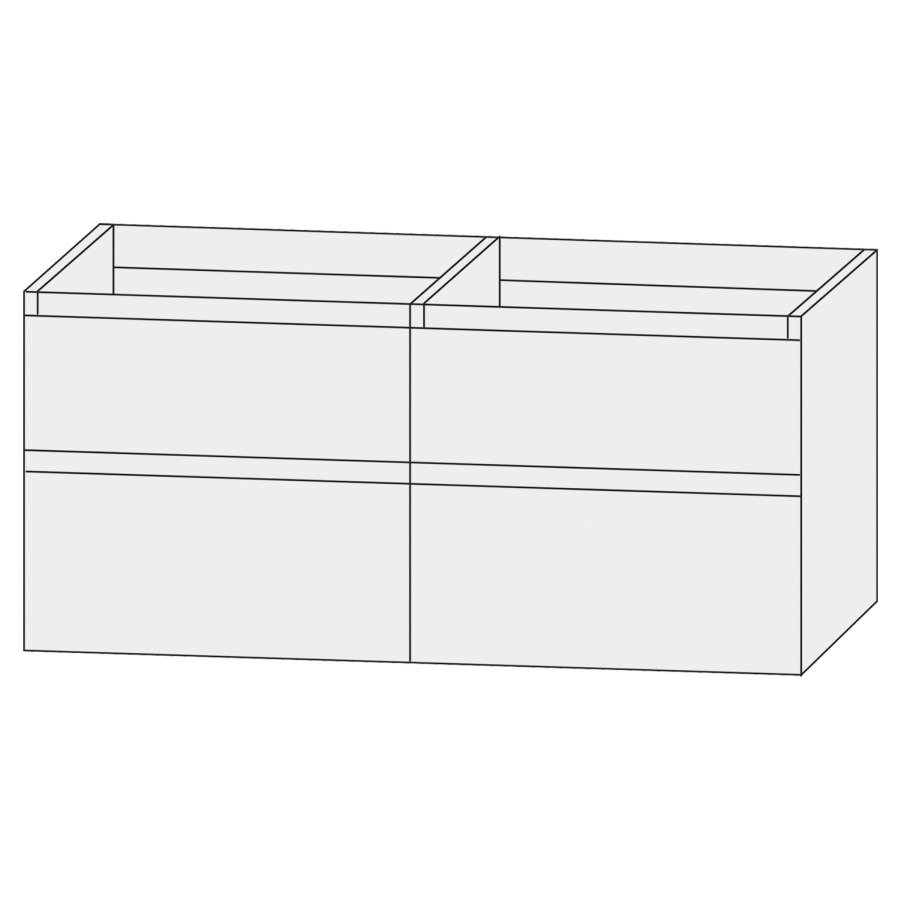 Élément inférieur  Design Line Tess Ibiza
120 x 64 x 49 cm
2&nbsp;éléments de tiroir, 2&nbsp;tiroirs chacune
sans poignée
pour lavabo double pour meuble 259400
