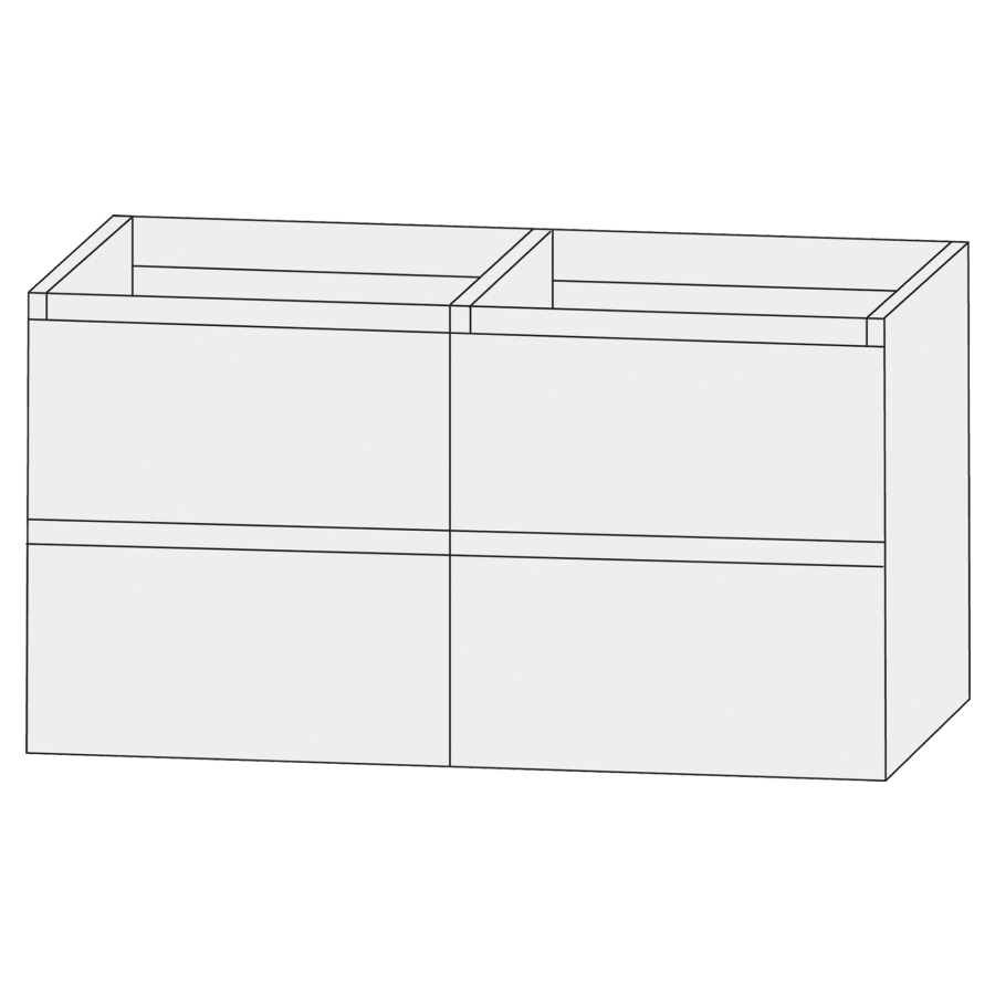 Élément inférieur  Design Line Tess Ibiza
120 x 72 x 49 cm
2&nbsp;éléments de tiroir, 2&nbsp;tiroirs chacune
sans poignée
pour lavabo double pour meuble 259400