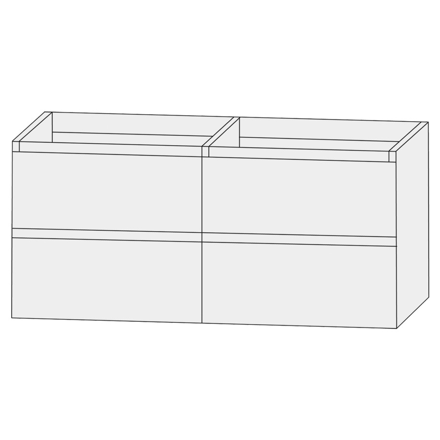 Élément inférieur  Design Line Tess Ibiza
140 x 72 x 49 cm
2&nbsp;éléments de tiroir, 2&nbsp;tiroirs chacune
sans poignée
pour lavabo double pour meuble 106749