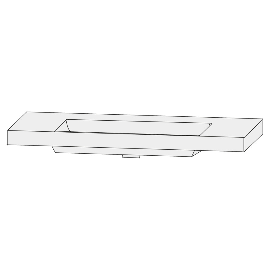 Lavabo pour meuble  Design Line Tess Q!flat
142 x 45 cm
Céramique, rectangulaire
avec système Clou 
avec tablette de robinetterie