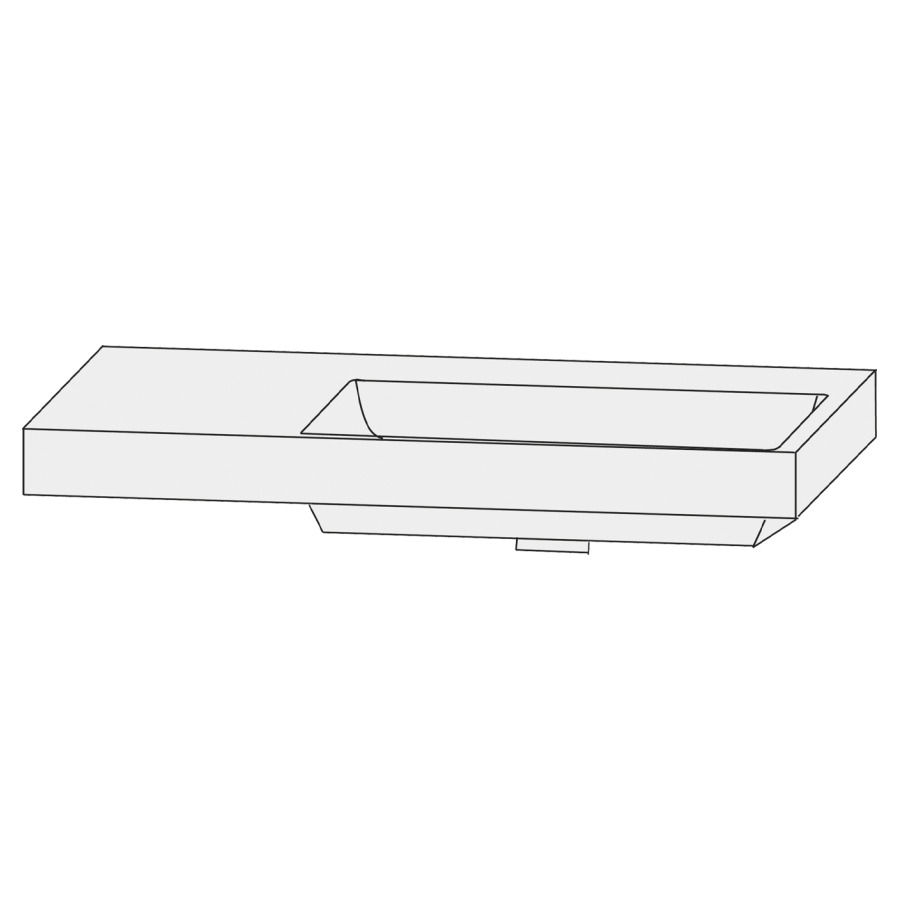 Lavabo pour meuble  Design Line Tess Q!flat
92 x 45 cm
Céramique, rectangulaire
lavabo à droite
avec système Clou 
avec tablette de robinetterie