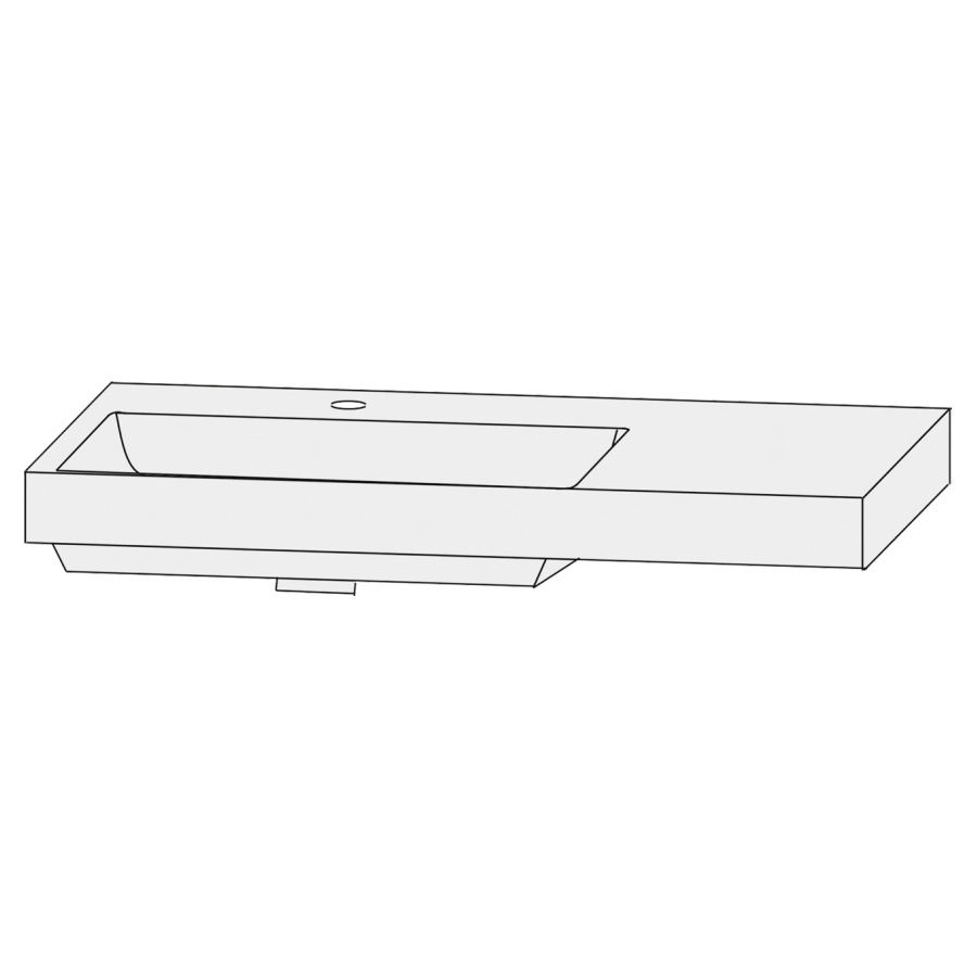 Lavabo pour meuble  Design Line Tess Q!flat
92 x 45 cm
Céramique, rectangulaire
lavabo à gauche
avec système Clou 
avec tablette de robinetterie