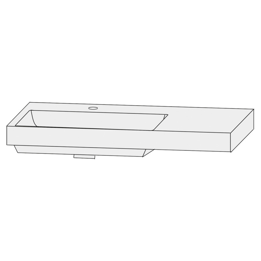 Lavabo pour meuble  Design Line Tess Q!flat
92 x 45 cm
Céramique, rectangulaire
lavabo à gauche
avec système Clou 
avec tablette de robinetterie